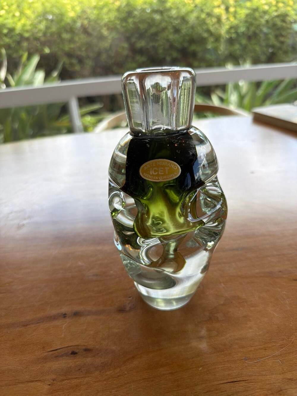 Arte Murano ICET Venezuela Sommerso Art Glass Bud Vase Green Clear
